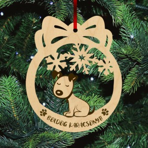 Fa karácsonyfadísz - Foltos kutya